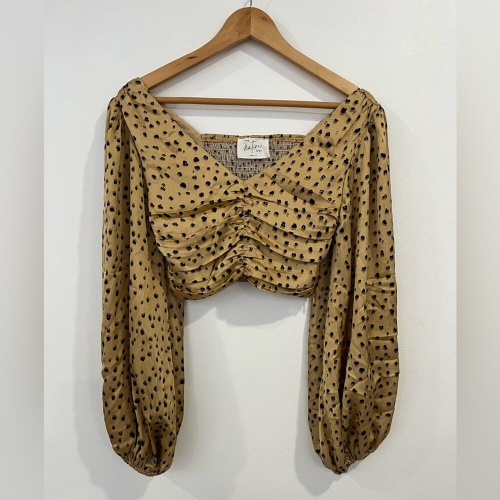 The Native One Animal Print Crop Top Blouse Small Balloon Sleeve